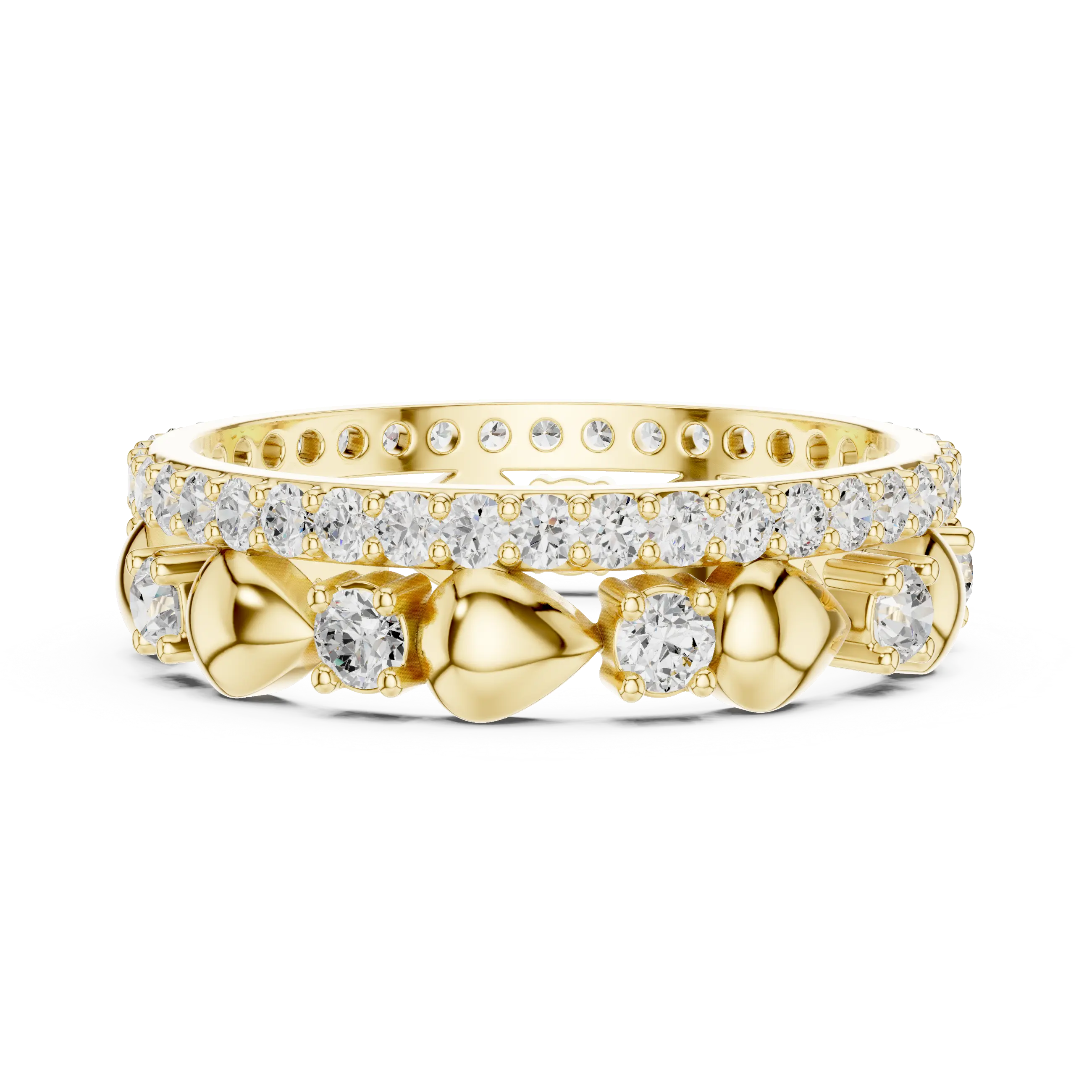 Front-view: Round Diamond Eternity with Prong Setting in 14k Gold - Lab Grown - Driona Jewels