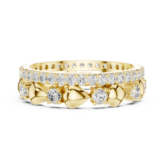 Front-view: Round Diamond Eternity with Prong Setting in 14k Gold - Lab Grown - Driona Jewels