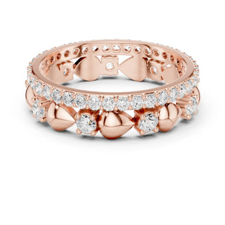 Angle view: Round diamond eternity with prong setting in 14k rose gold - Lab Grown - Driona Jewels