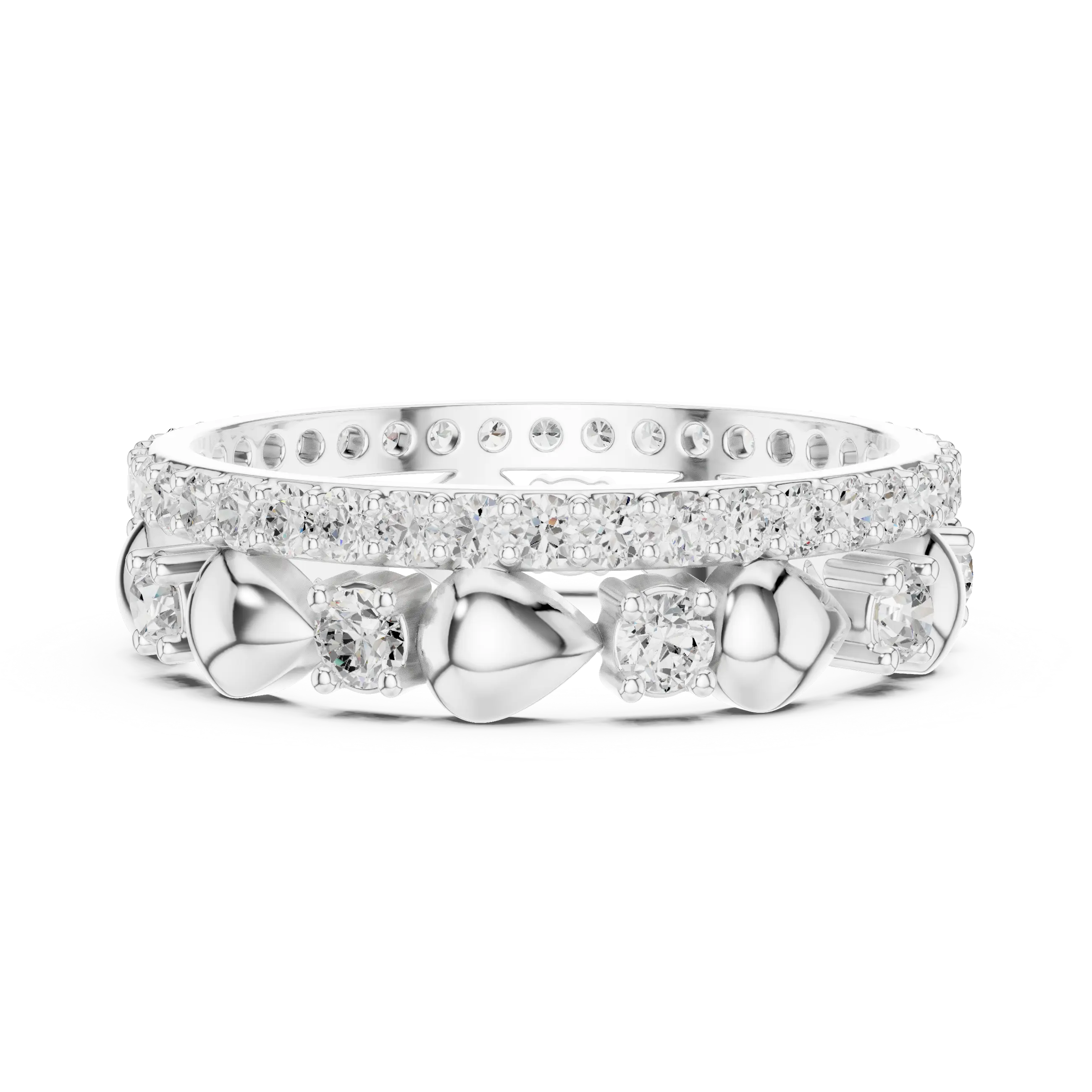 Angle View: Round Diamond Eternity with Prong Setting in 14k White Gold - Lab Grown - Driona Jewels