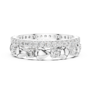 Angle View: Round Diamond Eternity with Prong Setting in 14k White Gold - Lab Grown - Driona Jewels