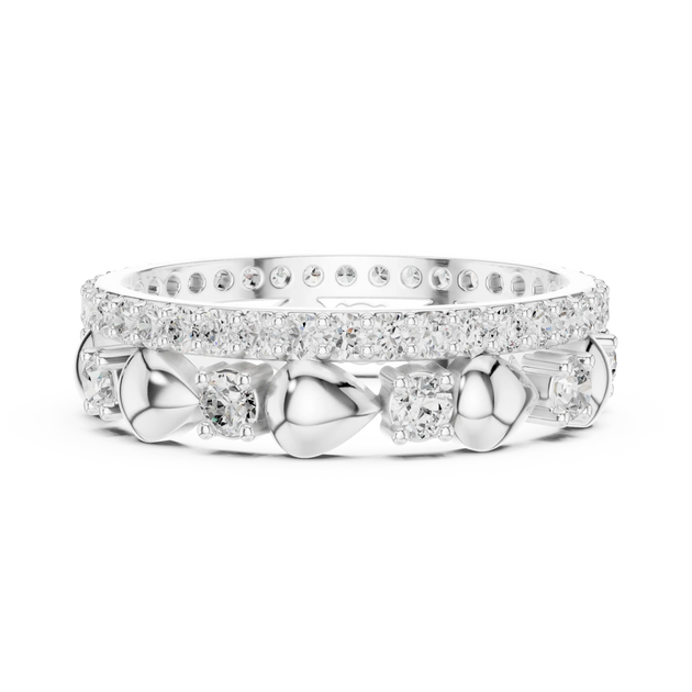 Angle View: Round Diamond Eternity with Prong Setting in 14k White Gold - Lab Grown - Driona Jewels