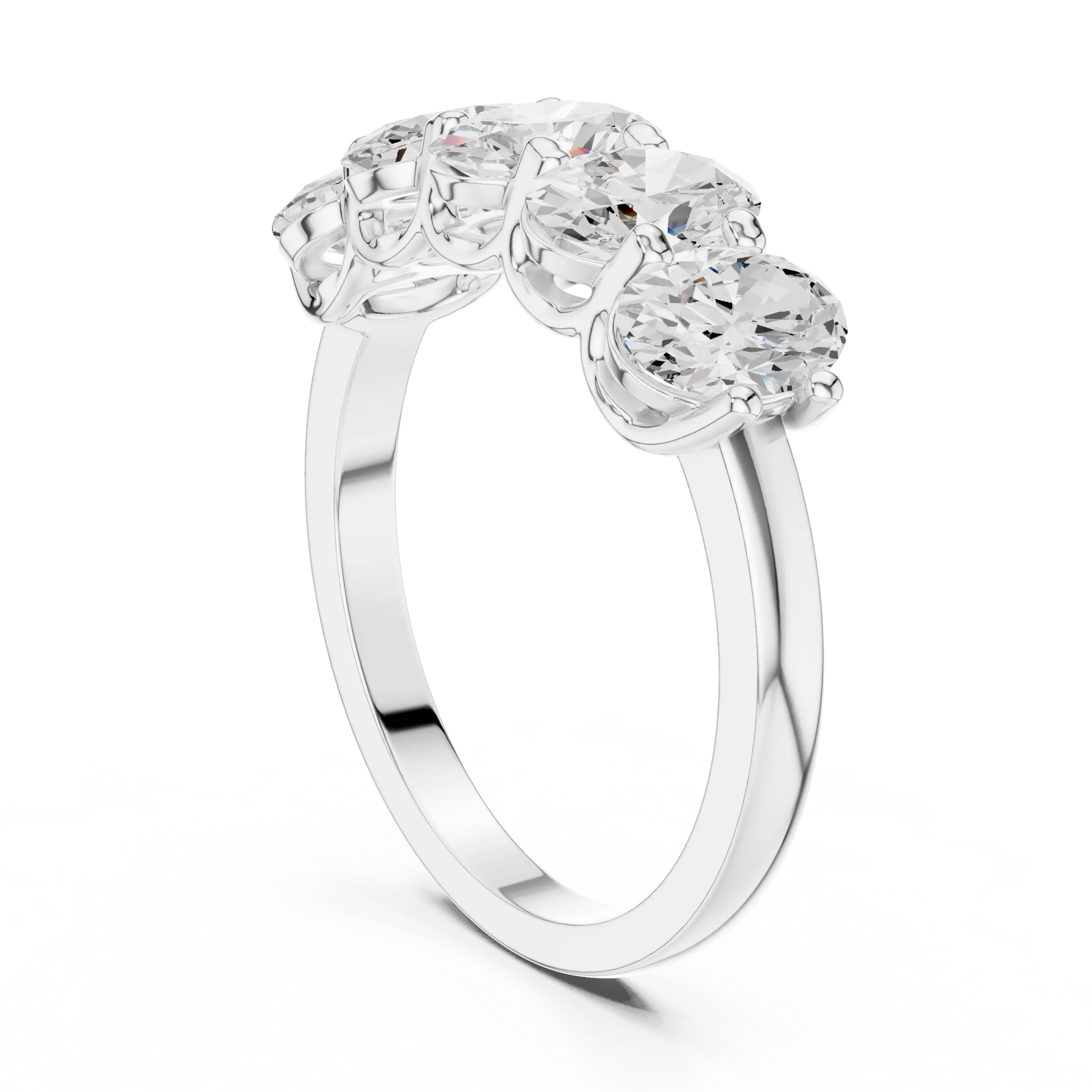 Three-quarter view: Round Diamond Eternity with Prong Setting in 14k White Gold - Lab Grown - Driona Jewels