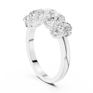 Three-quarter view: Round Diamond Eternity with Prong Setting in 14k White Gold - Lab Grown - Driona Jewels
