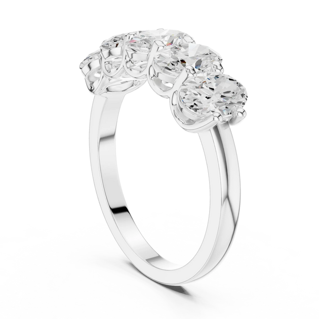 Three-quarter view: Round Diamond Eternity with Prong Setting in 14k White Gold - Lab Grown - Driona Jewels