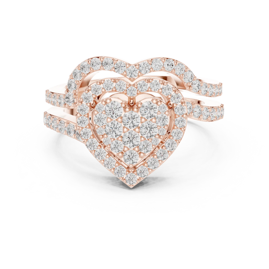 Front-View: Round Diamond Ring with Halo Setting in 14k Rose Gold - Lab Grown - Driona Jewels
