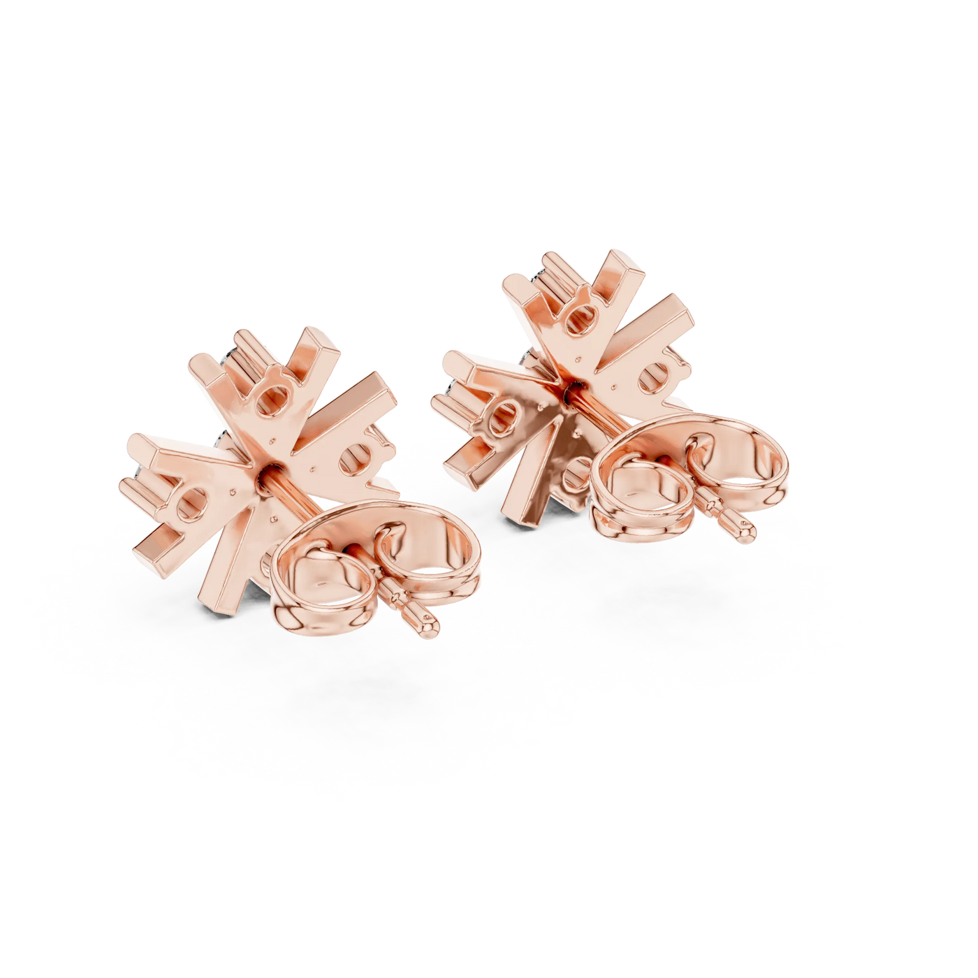 Pair-shot: Round Diamond Ring with Halo Setting in 14k Rose Gold - Lab Grown - Driona Jewels
