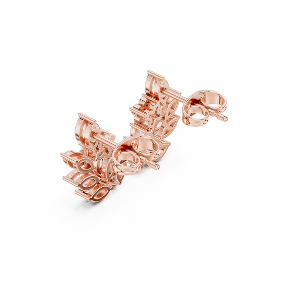 Three-quarter-view: Round Diamond Ring with Halo Setting in 14k Rose Gold - Lab Grown - Driona Jewels
