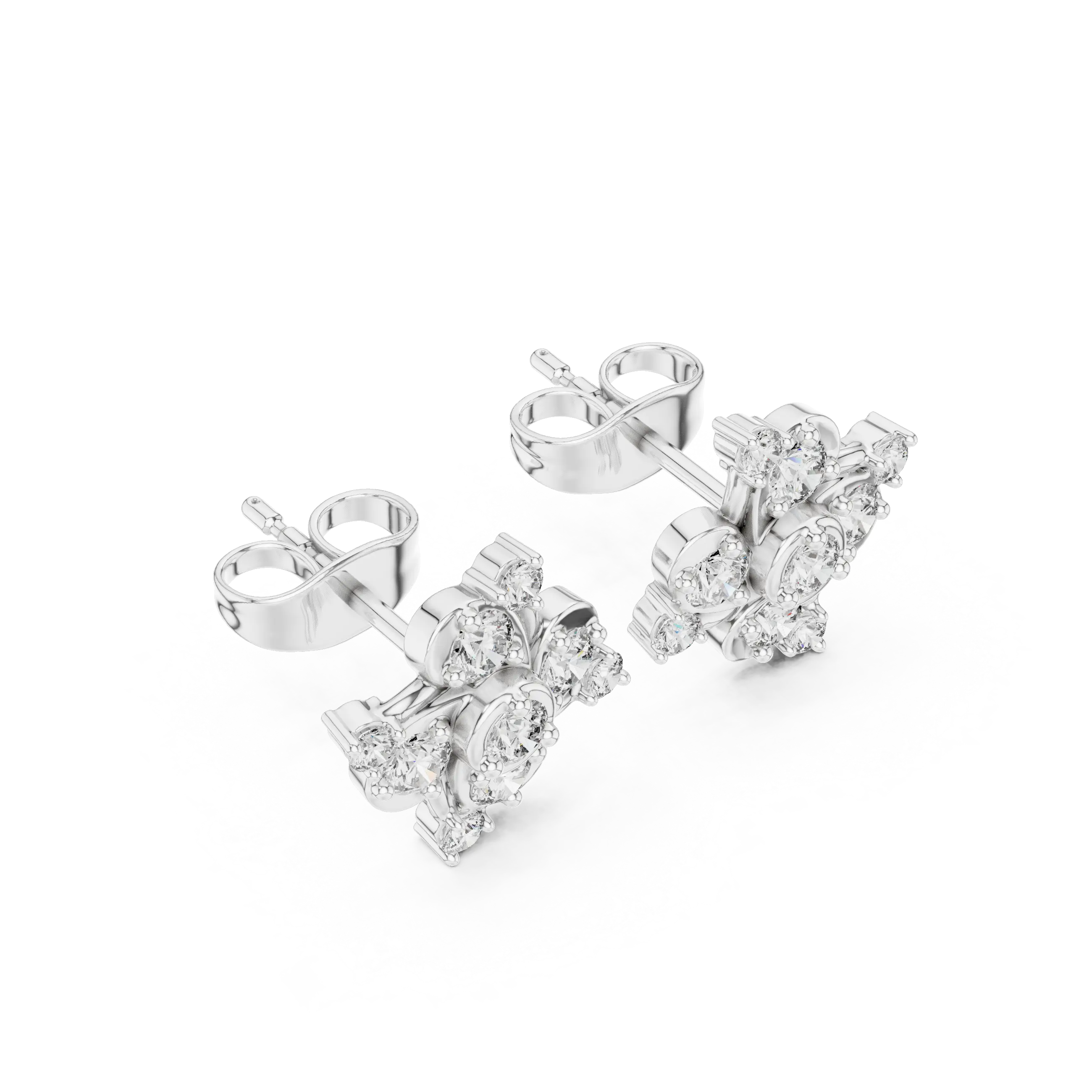 Flat Lay: Round Diamond Ring with Halo Setting in 14k White Gold - Lab Grown - Driona Jewels