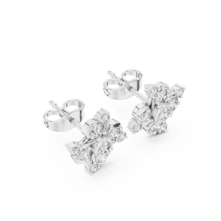 Flat Lay: Round Diamond Ring with Halo Setting in 14k White Gold - Lab Grown - Driona Jewels