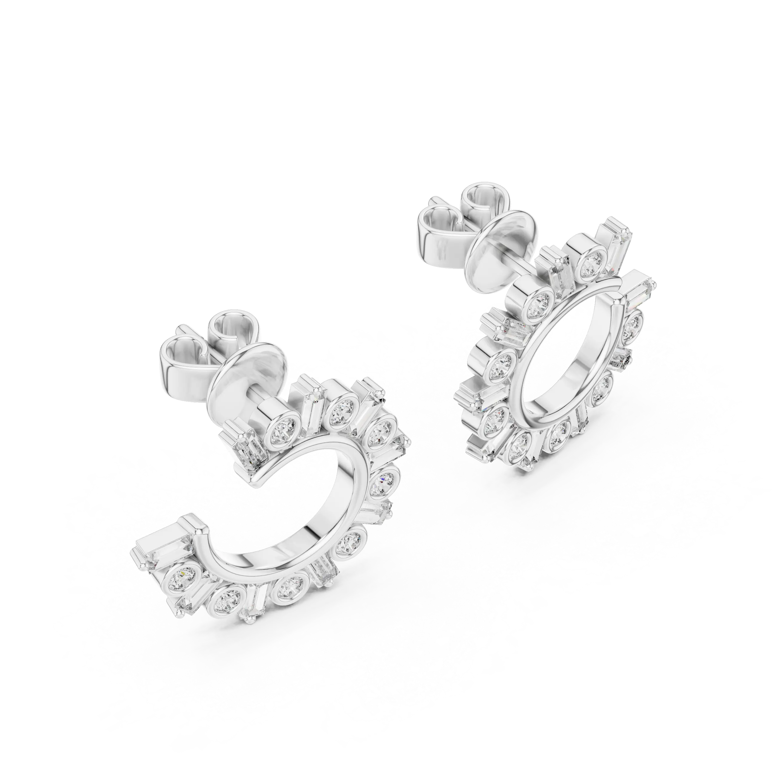 Pair-shot: Round Diamond Ring with Halo Setting in 14k White Gold - Lab Grown - Driona Jewels