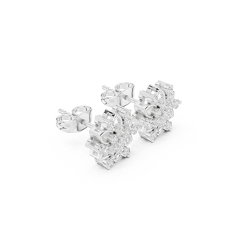 Three-quarter-view: Round Diamond Ring with Halo Setting in 14k White Gold - Lab Grown - Driona Jewels