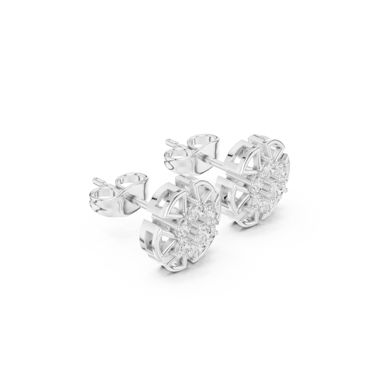 Three-quarter-view: Round Diamond Ring with Halo Setting in 14k White Gold - Lab Grown - Driona Jewels