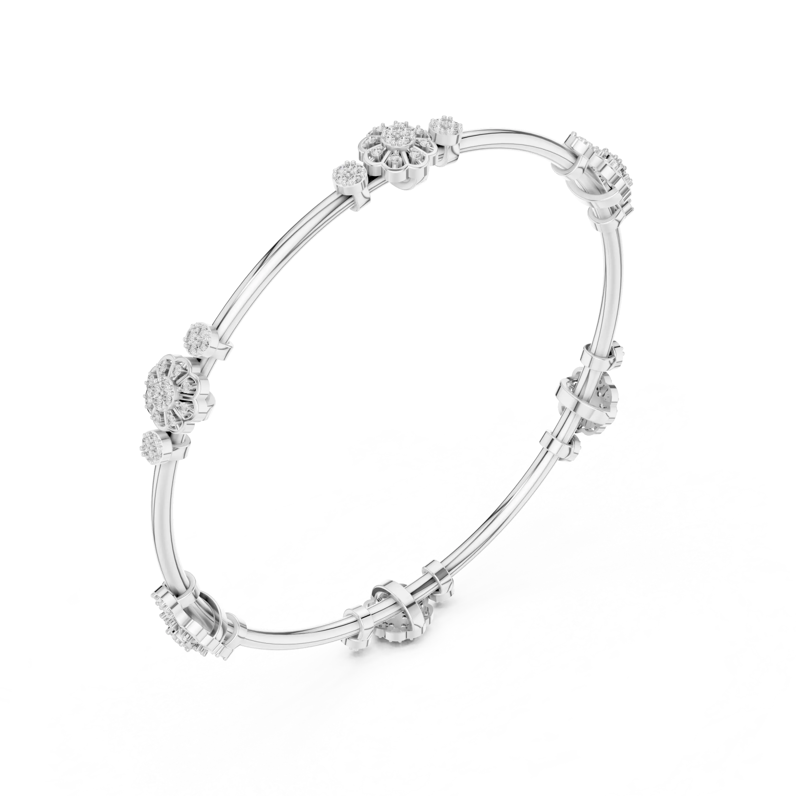 Three-quarter-view: Round Diamond Ring with Halo Setting in 14k White Gold - Lab Grown - Driona Jewels