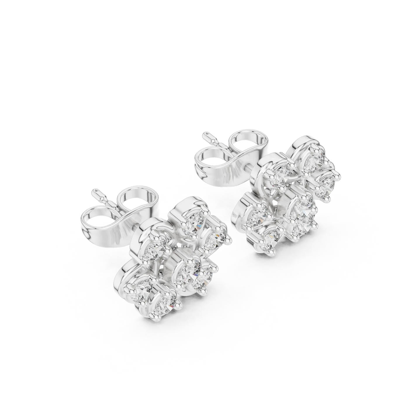Three-quarter View: Round Diamond Ring with Halo Setting in 14k White Gold - Lab Grown - Driona Jewels