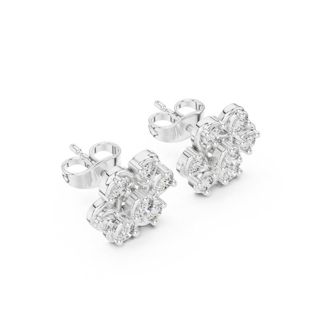 Three-quarter View: Round Diamond Ring with Halo Setting in 14k White Gold - Lab Grown - Driona Jewels