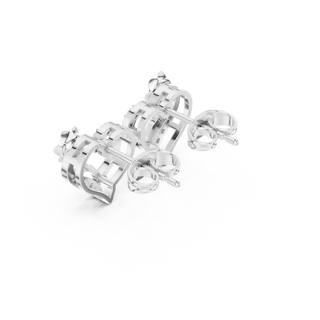 Three-Quarter View: Round Diamond Ring with Halo Setting in 14k White Gold - Lab Grown - Driona Jewels