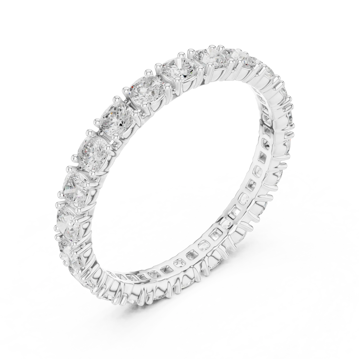Cushion Lab Grown Diamond Full Eternity Ring in Shared Prong