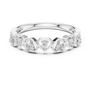 Angle view: Round Diamond Ring with Heart-shaped Prong Setting in 14K White Gold – Lab Grown – Driona Jewels
