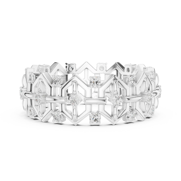 Front-view: Round Diamond Ring with Invisible Setting in 14k White Gold - Lab Grown - Driona Jewels