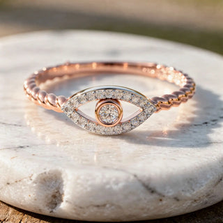 Close-up: Round Diamond Ring with Pave Setting in 14k Rose Gold - Lab Grown - Driona Jewels