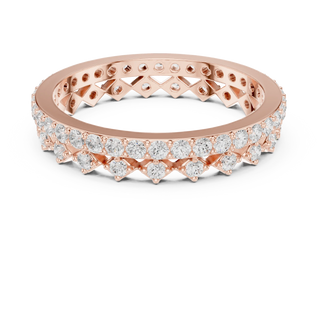 Flat-Lay: Round Diamond Ring with Pave Setting in 14k Rose Gold - Lab Grown - Driona Jewels