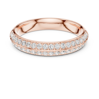Front-view: Round Diamond Ring with Pave Setting in 14k Rose Gold - Lab Grown - Driona Jewels