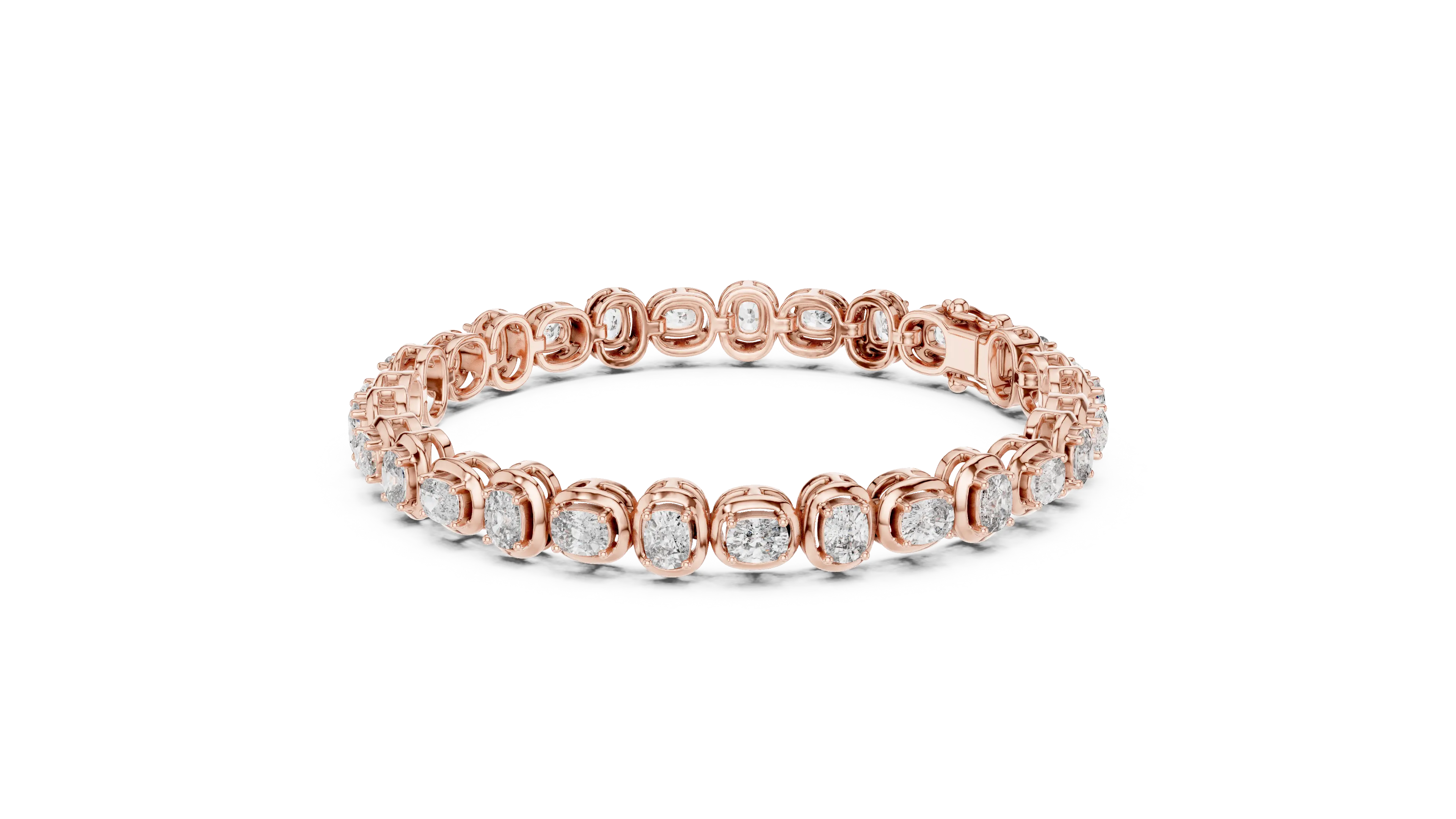 Front View: Round Diamond Ring with Pave Setting in 14k Rose Gold - Lab Grown - Driona Jewels
