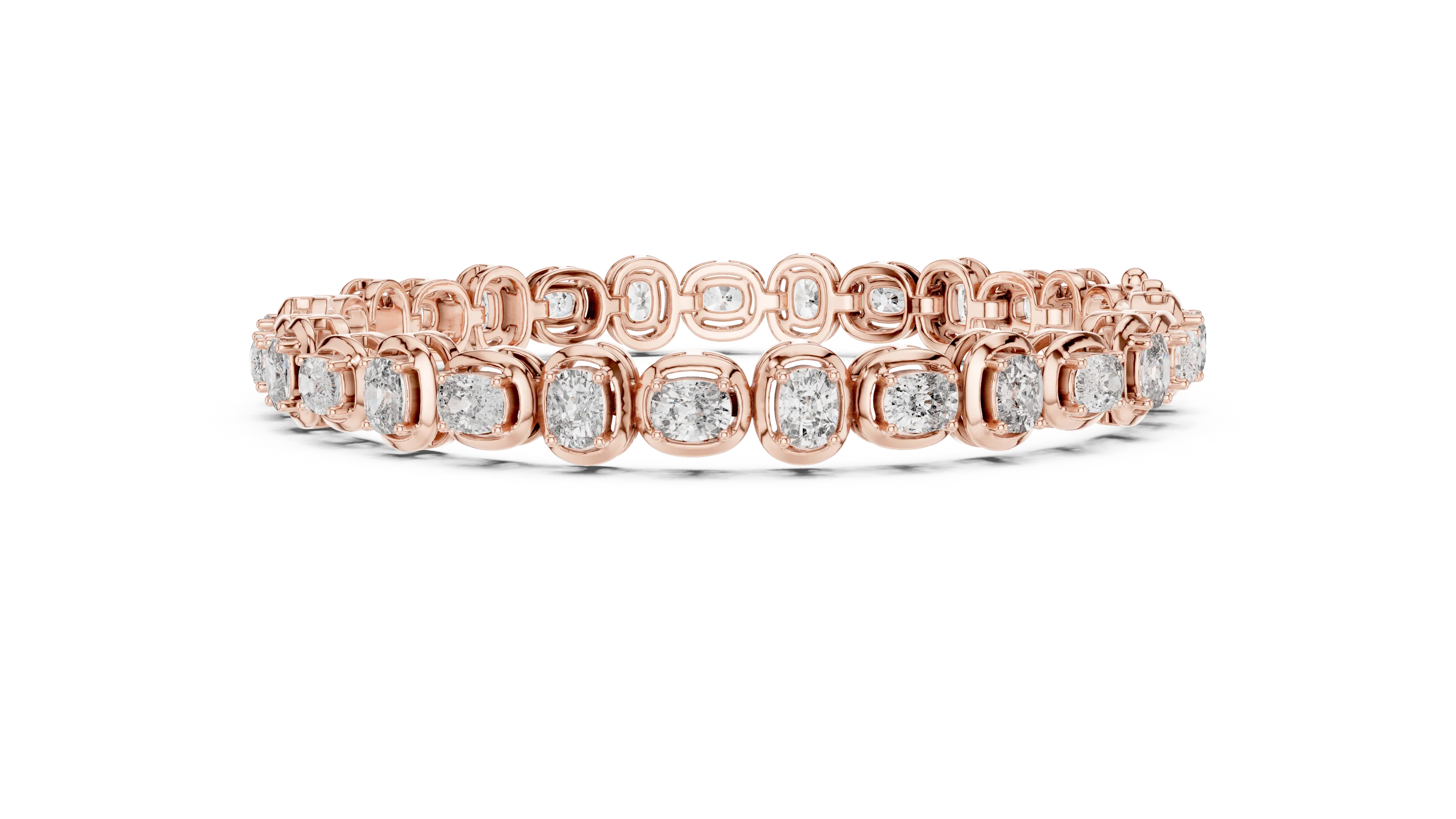 Front-view: Round Diamond Ring with Pave Setting in 14k Rose Gold - Lab Grown - Driona Jewels