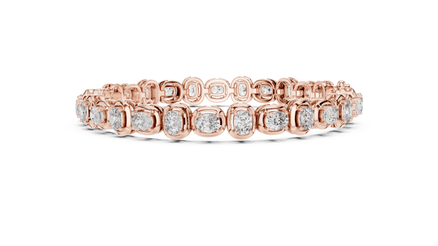 Front-view: Round Diamond Ring with Pave Setting in 14k Rose Gold - Lab Grown - Driona Jewels