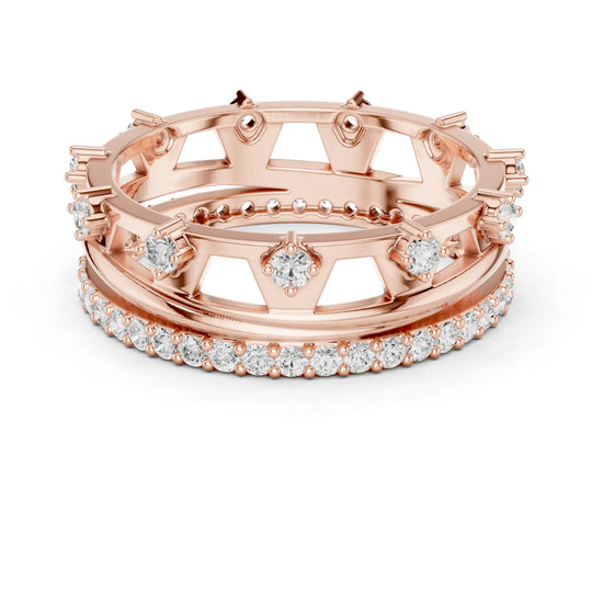 Front-view: Round Diamond Ring with Pave Setting in 14k Rose Gold - Lab Grown - Driona Jewels