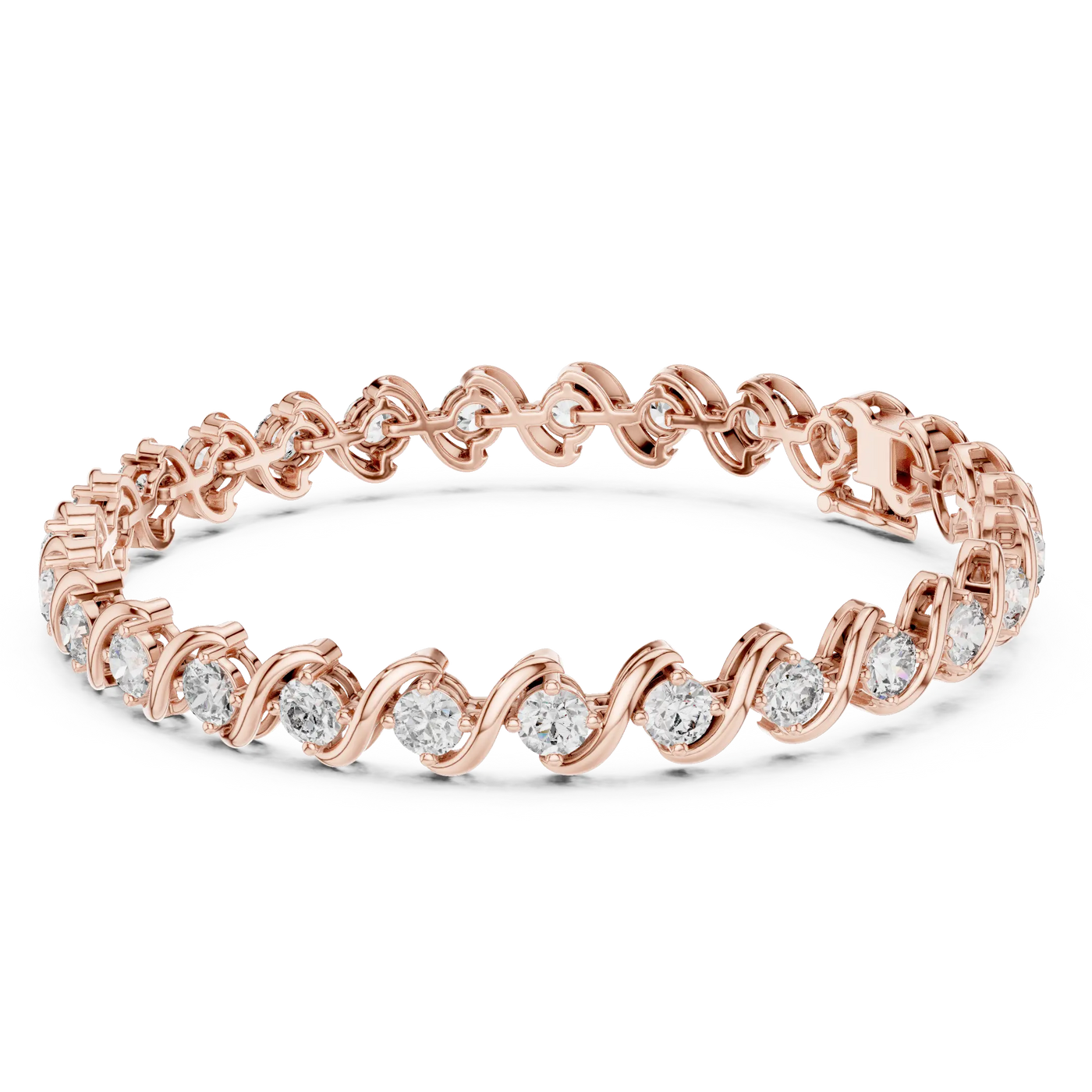 Front View: Round Diamond Ring with Pave Setting in 14k Rose Gold - Lab Grown - Driona Jewels