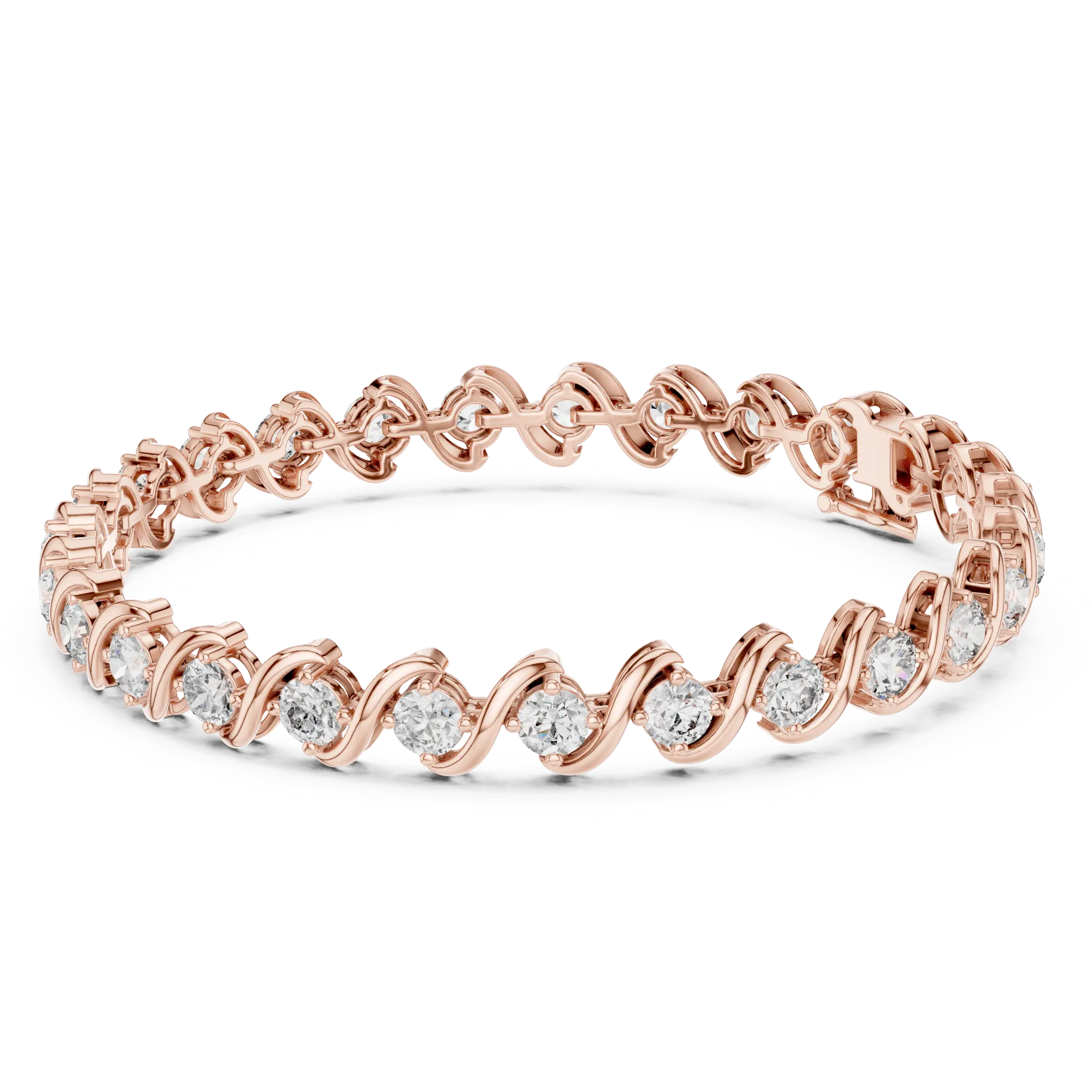 Front View: Round Diamond Ring with Pave Setting in 14k Rose Gold - Lab Grown - Driona Jewels