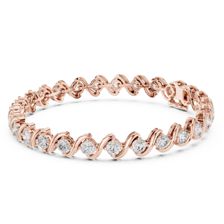 Front View: Round Diamond Ring with Pave Setting in 14k Rose Gold - Lab Grown - Driona Jewels