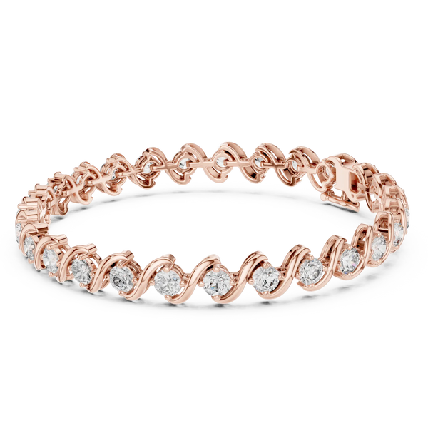 Front View: Round Diamond Ring with Pave Setting in 14k Rose Gold - Lab Grown - Driona Jewels