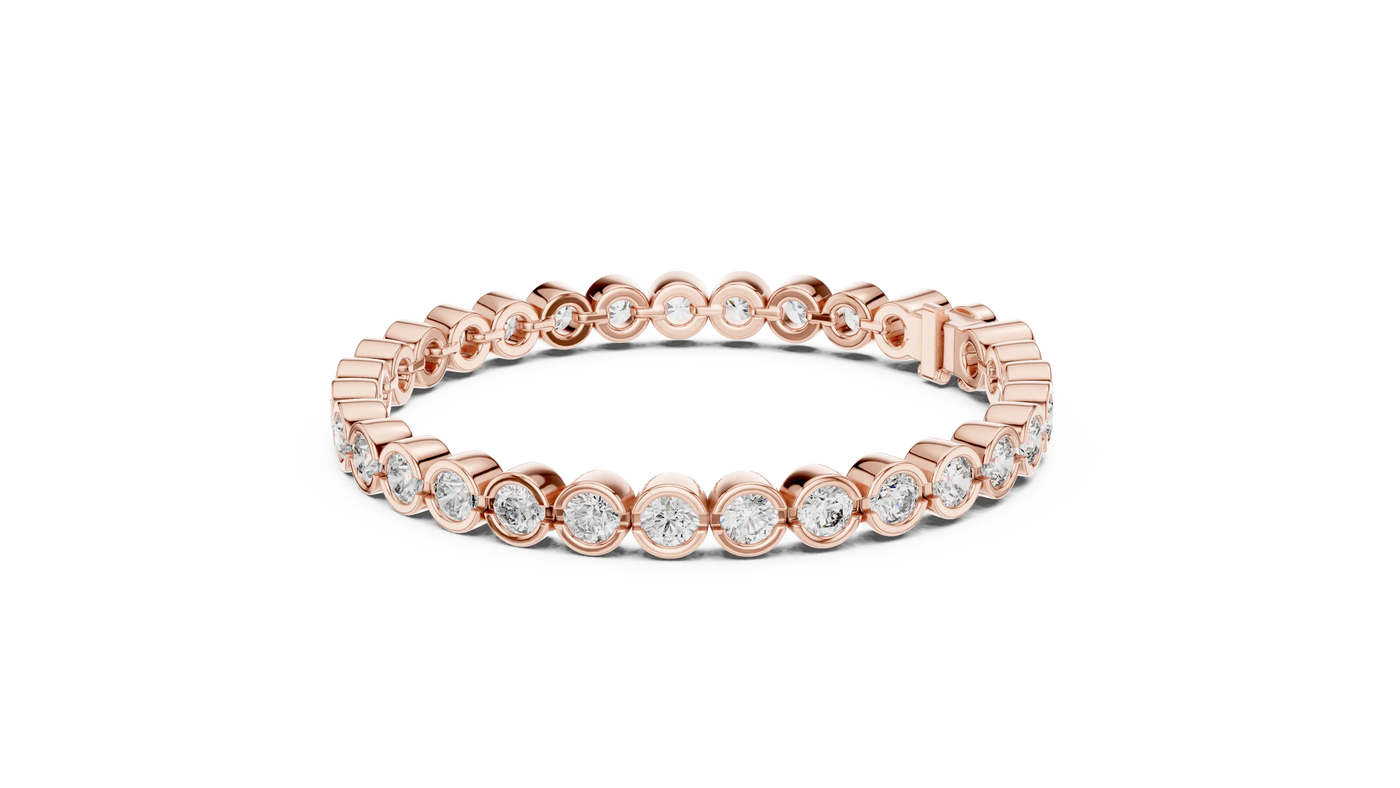 Front-view: Round Diamond Ring with Pave Setting in 14k Rose Gold - Lab Grown - Driona Jewels