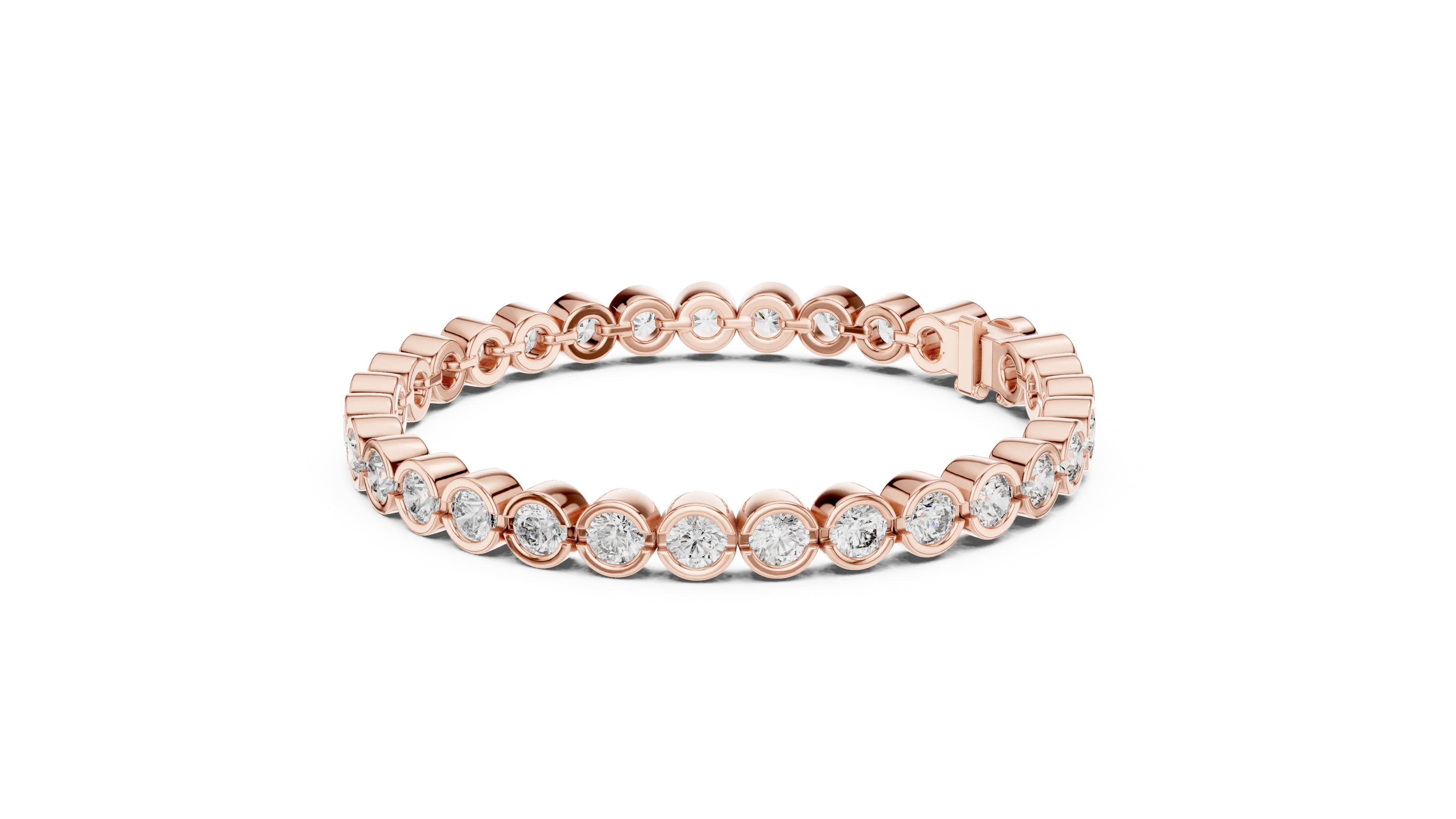 Front-view: Round Diamond Ring with Pave Setting in 14k Rose Gold - Lab Grown - Driona Jewels