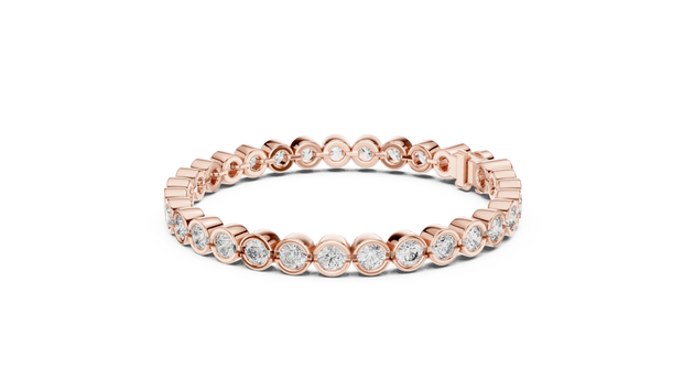 Front-view: Round Diamond Ring with Pave Setting in 14k Rose Gold - Lab Grown - Driona Jewels