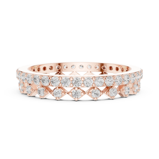 Front-view: Round Diamond Eternity Band with Pave Setting in 14k Rose Gold - Lab Grown - Driona Jewels