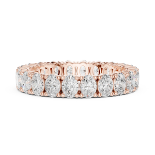 Front View: Round Diamond Ring with Pave Setting in 14k Rose Gold - Lab Grown - Driona Jewels