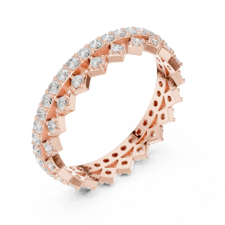 Side-Profile: Round Diamond Eternity Band with Pave Setting in 14k Rose Gold - Lab Grown - Driona Jewels