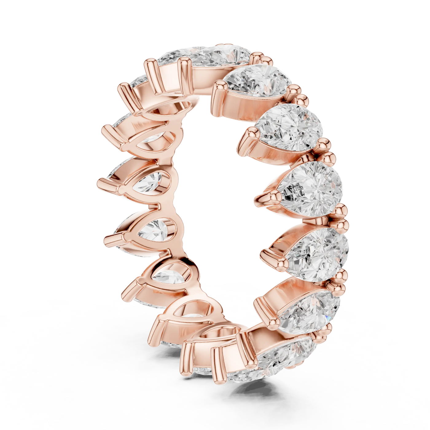 Side-Profile: Round Diamond Ring with Pave Setting in 14k Rose Gold - Lab Grown - Driona Jewels