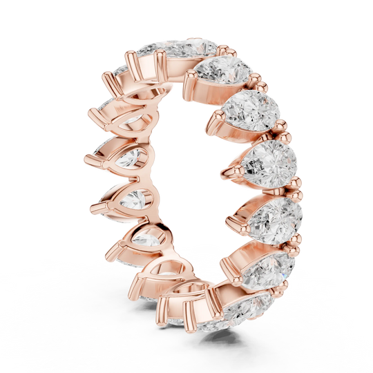 Side-Profile: Round Diamond Ring with Pave Setting in 14k Rose Gold - Lab Grown - Driona Jewels