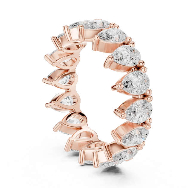 Side-Profile: Round Diamond Ring with Pave Setting in 14k Rose Gold - Lab Grown - Driona Jewels
