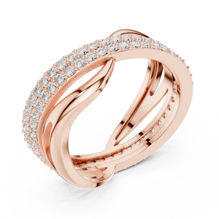 Side-Profile: Round Diamond Ring with Pave Setting in 14k Rose Gold - Lab Grown - Driona Jewels