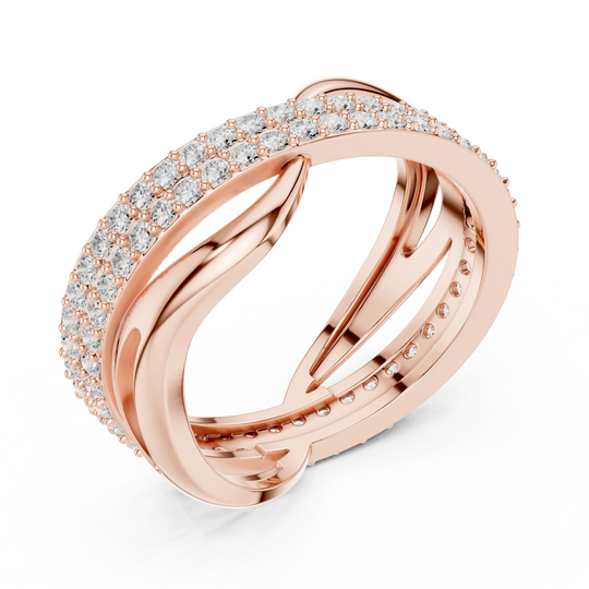 Side-Profile: Round Diamond Ring with Pave Setting in 14k Rose Gold - Lab Grown - Driona Jewels