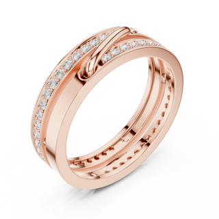 Side-Profile: Round Diamond Ring with Pave Setting in 14k Rose Gold - Lab Grown - Driona Jewels