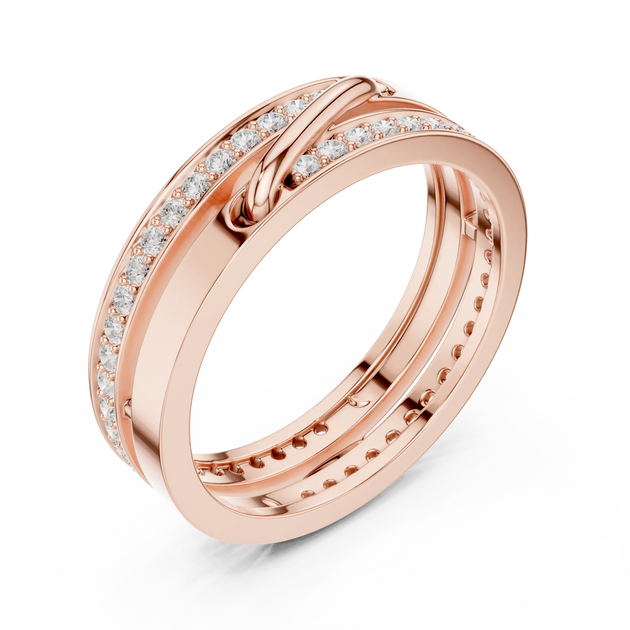 Side-Profile: Round Diamond Ring with Pave Setting in 14k Rose Gold - Lab Grown - Driona Jewels
