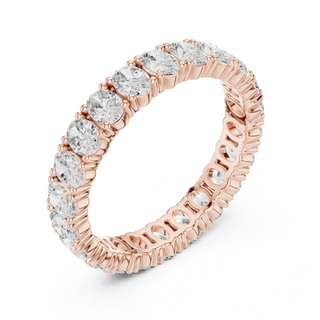 Three-quarter-view: Round Diamond Ring with Pave Setting in 14k Rose Gold - Lab Grown - Driona Jewels