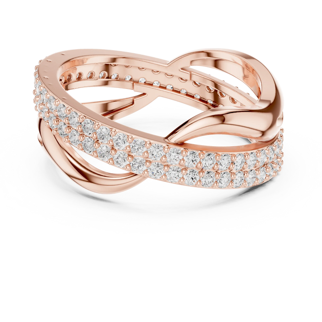 Three-Quarter View: Round Diamond Ring with Pave Setting in 14k Rose Gold - Lab Grown - Driona Jewels